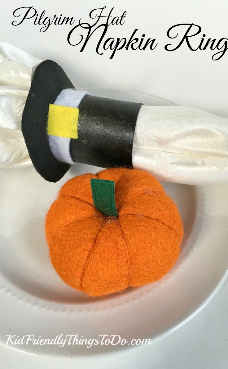 Toilet Paper Tube Thanksgiving Pilgrim Hat Napkin Ring Craft - KidFriendlyThingsToDo.com