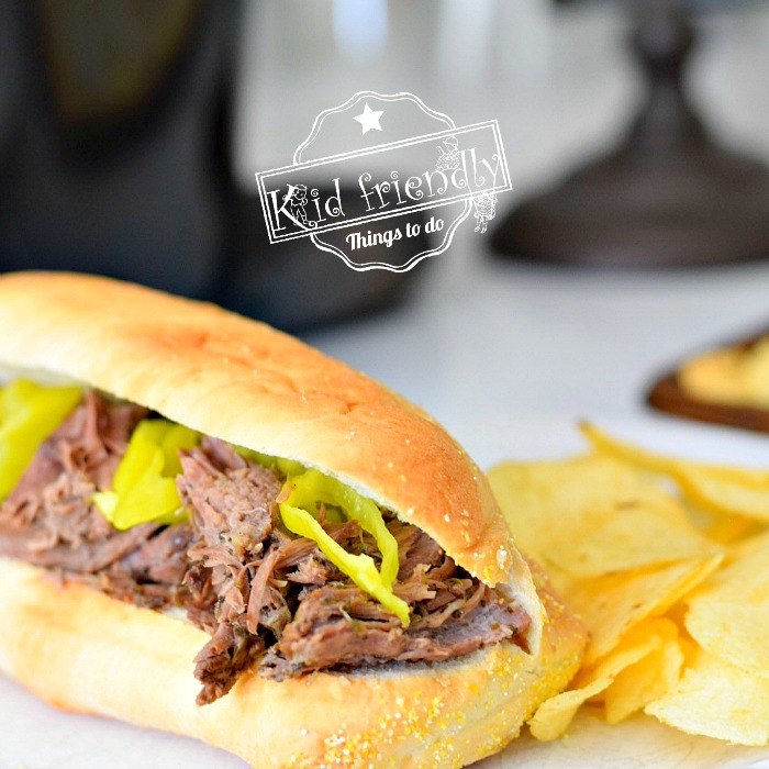 slow cooker Italian Beef sandwich