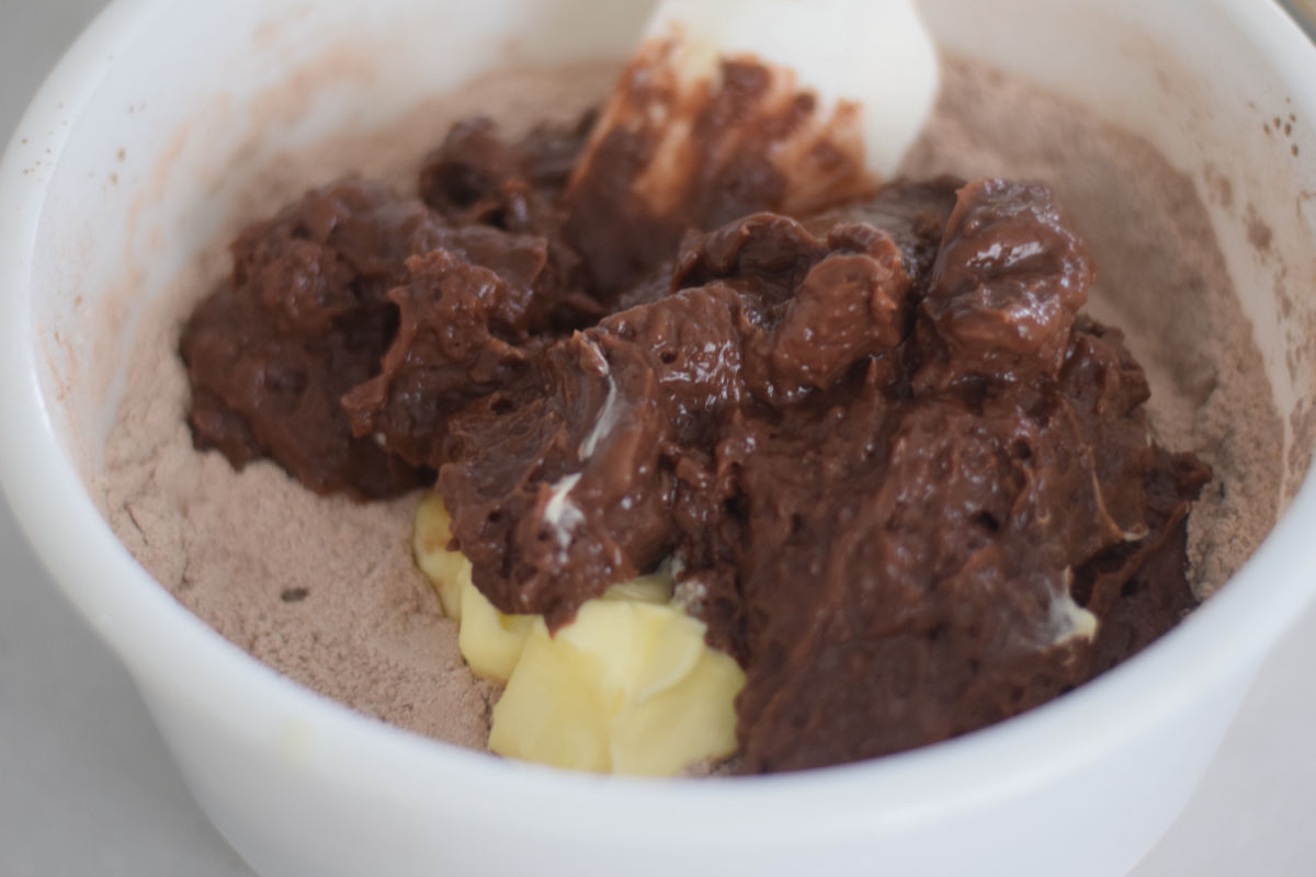 making chocolate mini Bundt cakes 