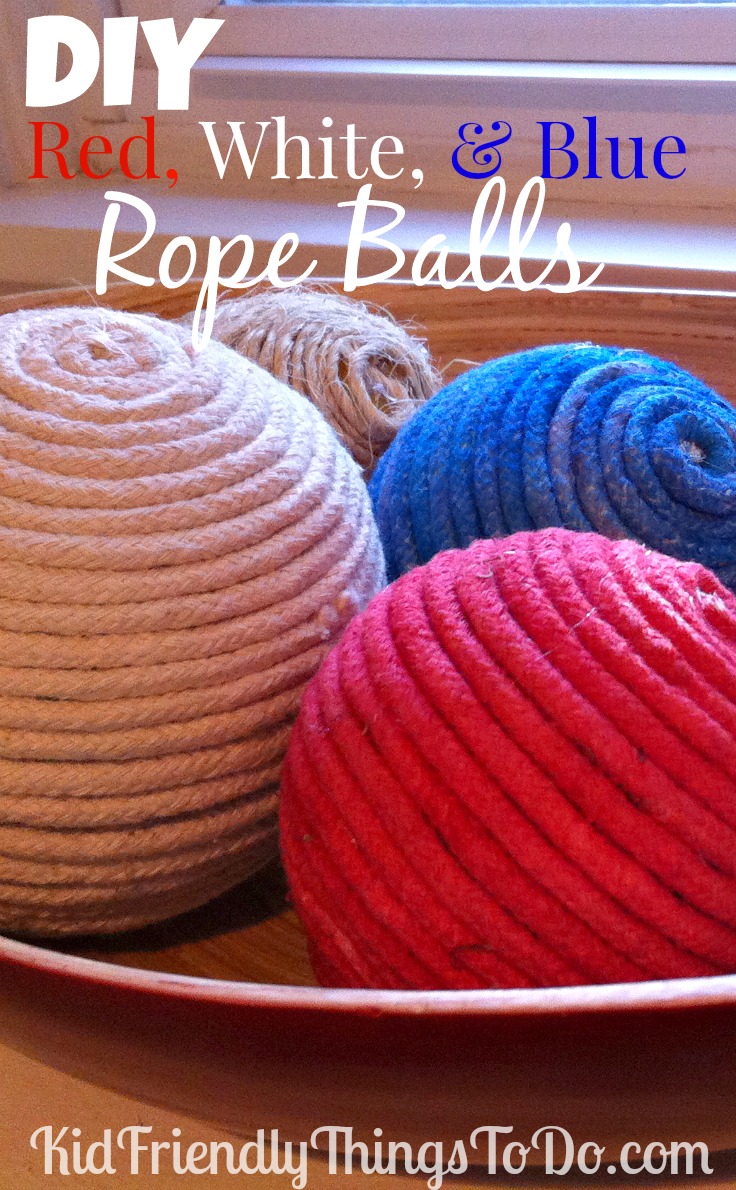 DIY Decorative Rope Balls with inexpensive clothes line! Dye it any color for a very beautiful, and frugal decoration!