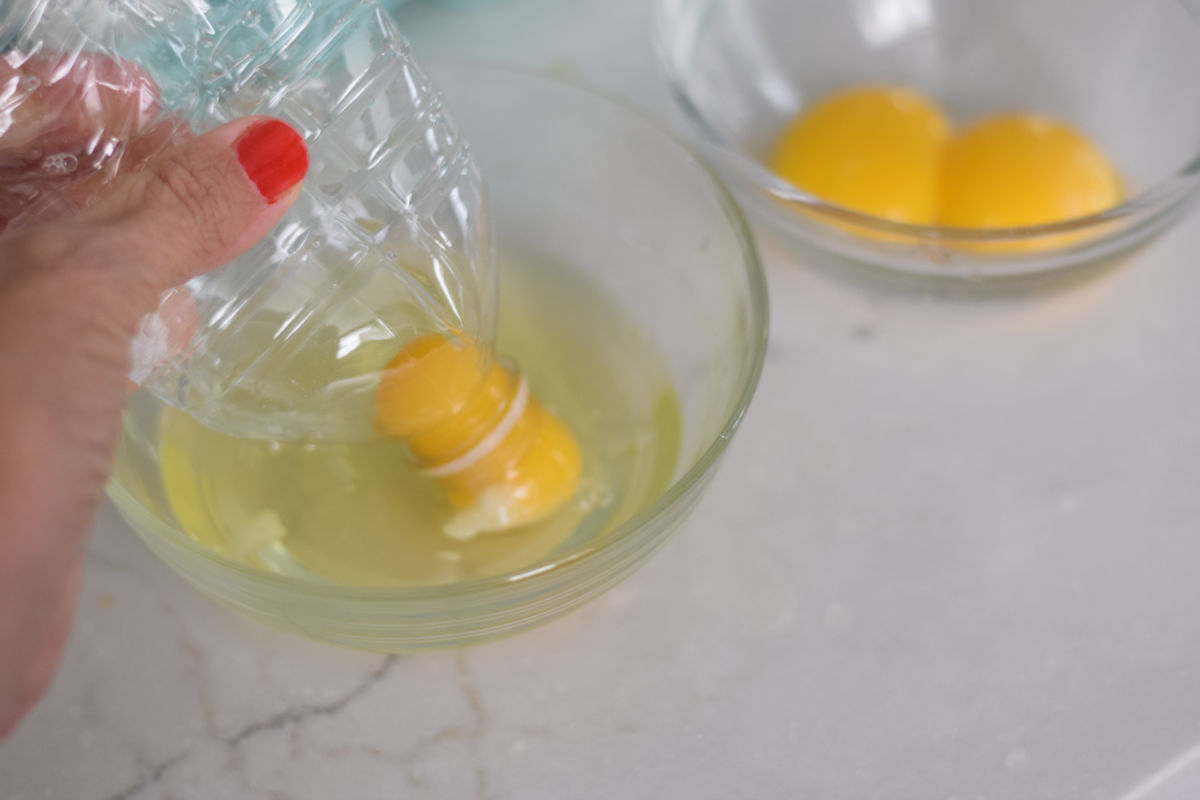 separating eggs with a water bottle