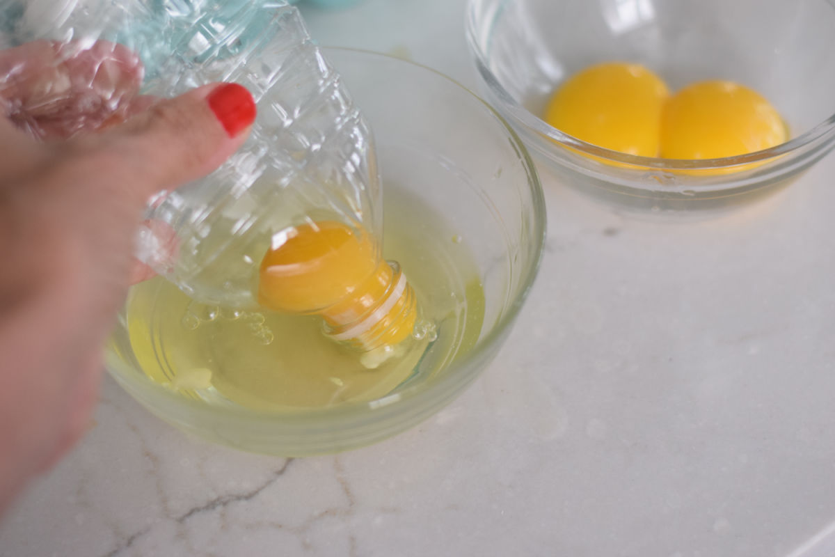 separating eggs with a water bottle