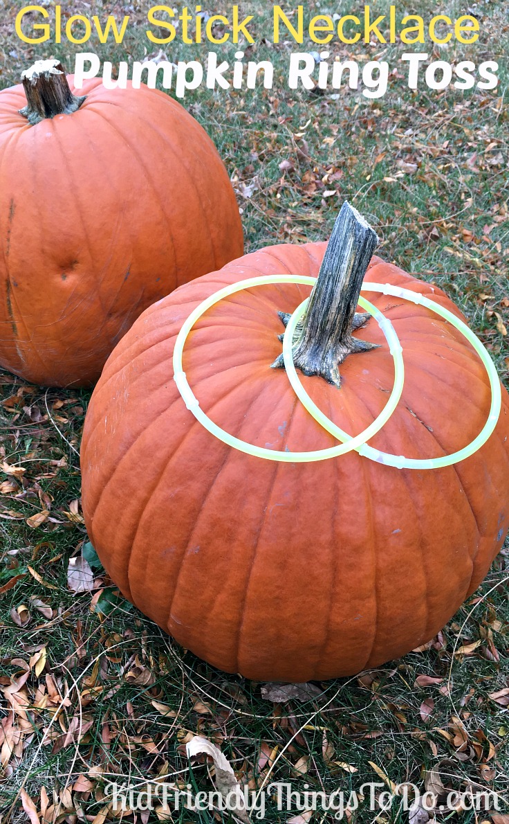 Use Glow in the Dark Necklaces as rings for an easy & fun Pumpkin Ring Toss Game! - KidFriendlyThingsToDo.com 