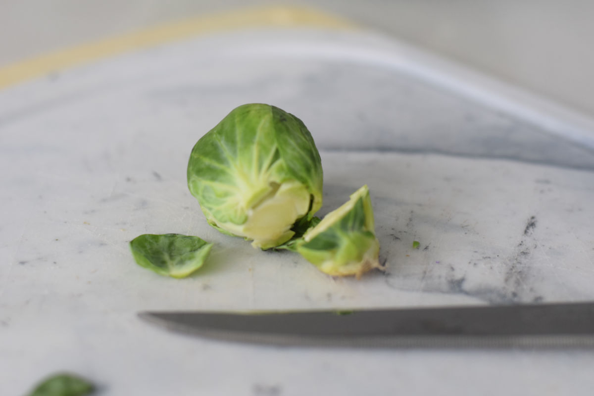 preparing brussel sprouts