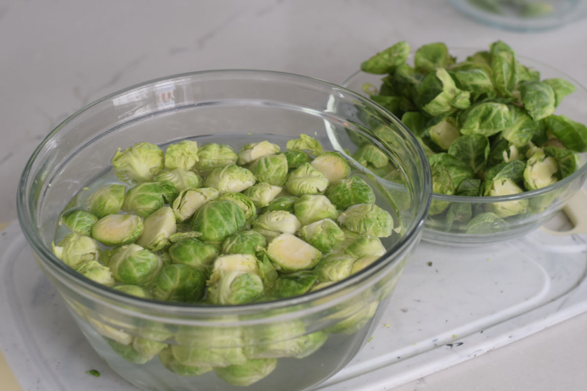 Brussel Sprouts in water