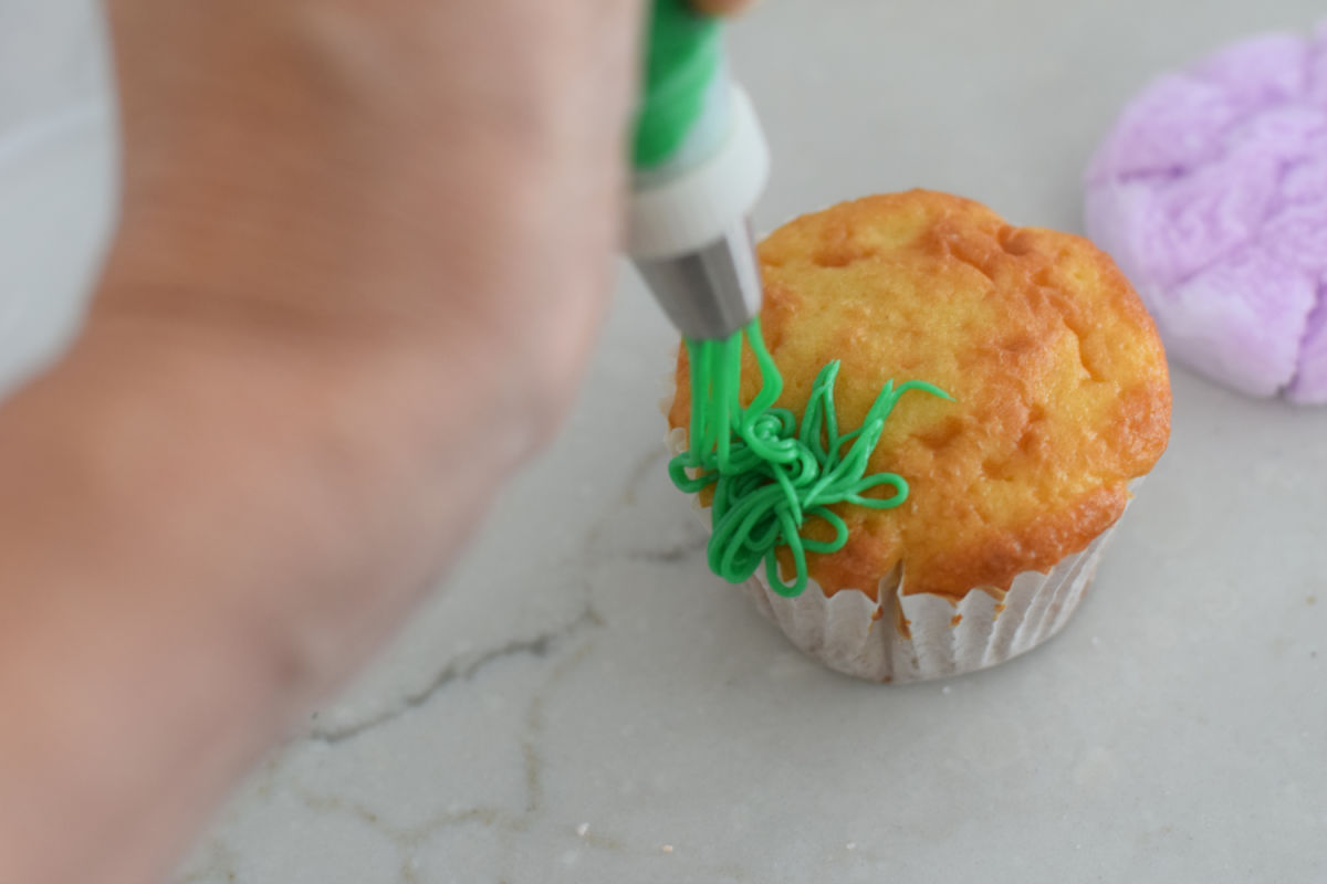 making truffula tree cupcakes 