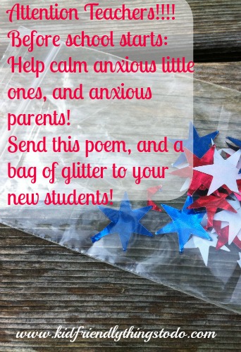 jitter glitter idea for kids on the first day of school