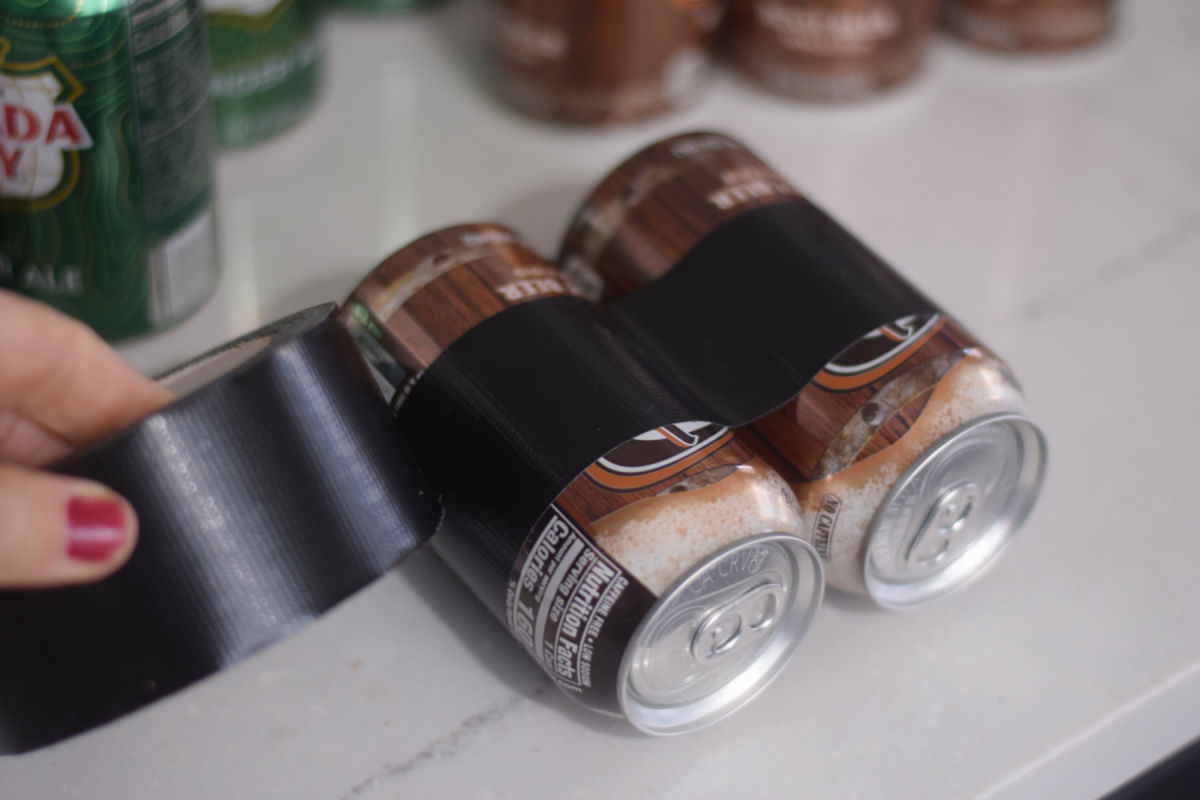 taping cans together 