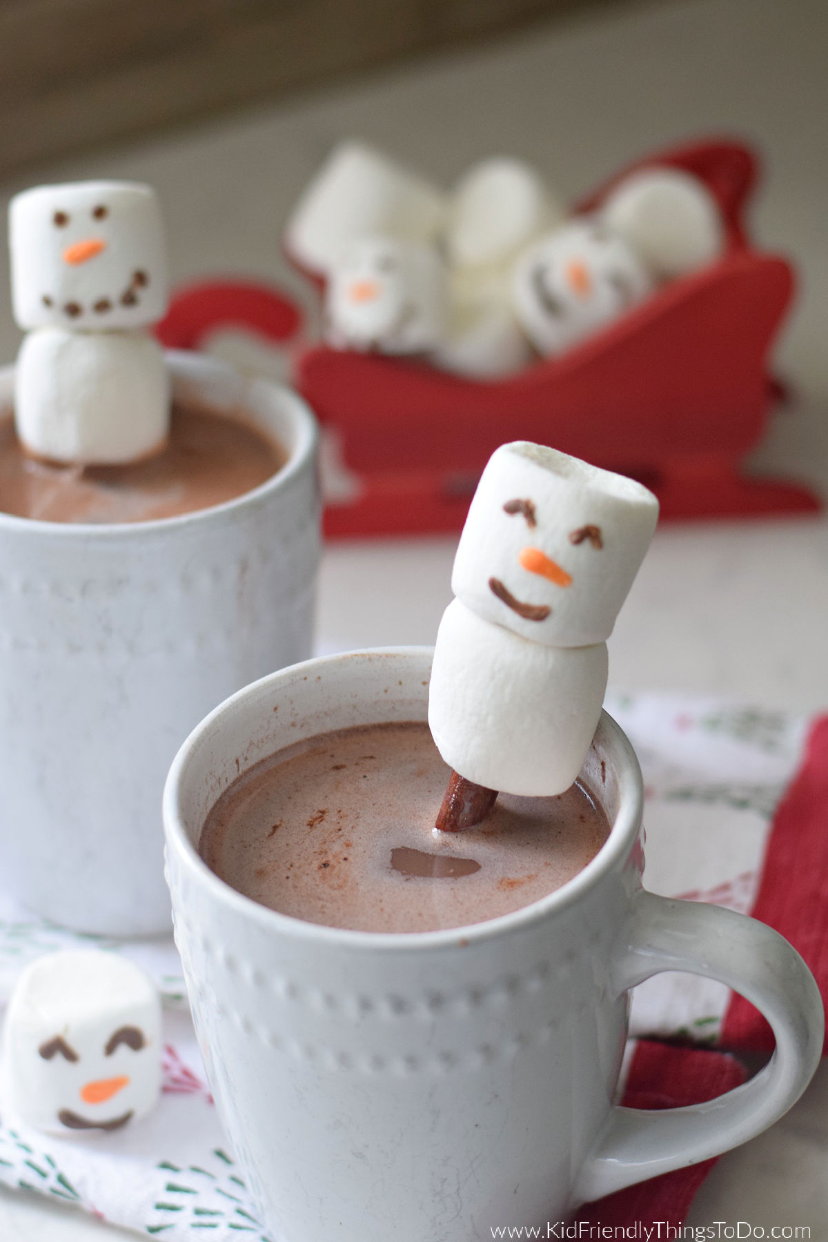 marshmallow snowman on cinnamon stick