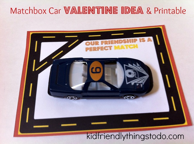 matchbox car Valentine's day printable and gift idea