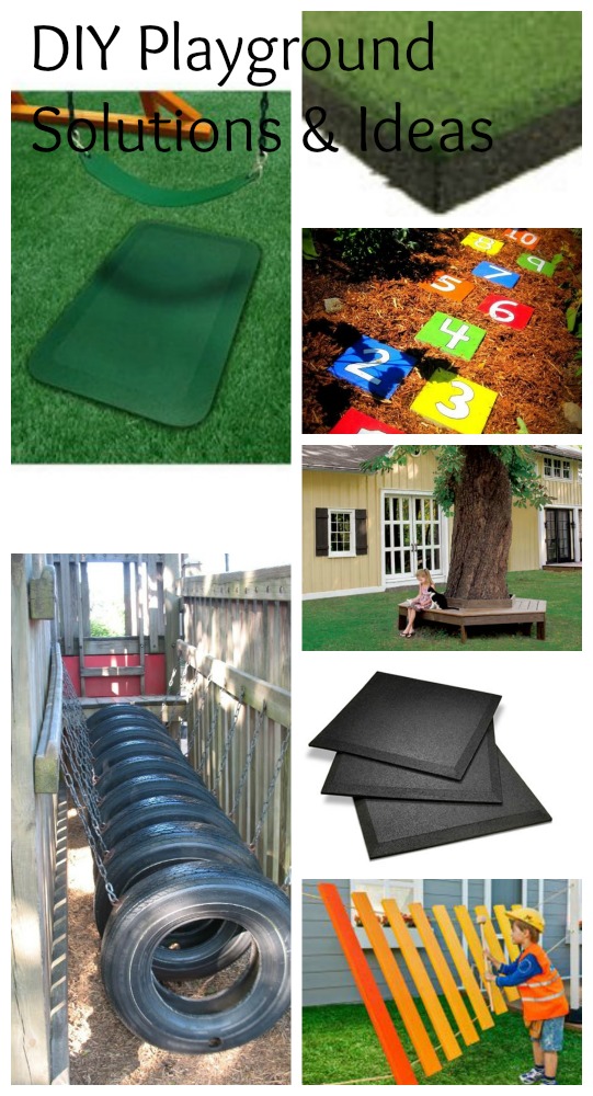 DIY Playground Ideas - loving these ideas for playground rubber surface, and fun play in the backyard!