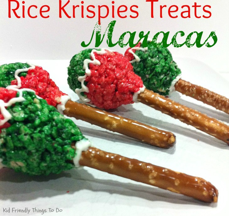 The best Rice Krispies Treats Maracas stuffed with M&Ms Minis so they make noise when you shake them!