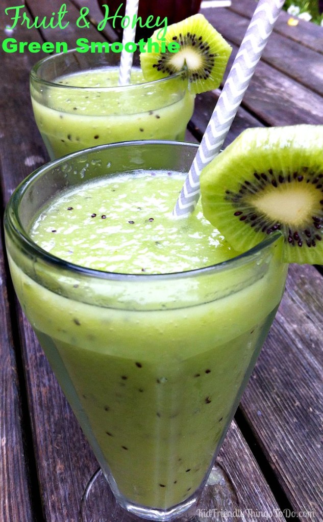 A kid friendly, all fruit green smoothie recipe. They'll slurp this down, and ask for more!