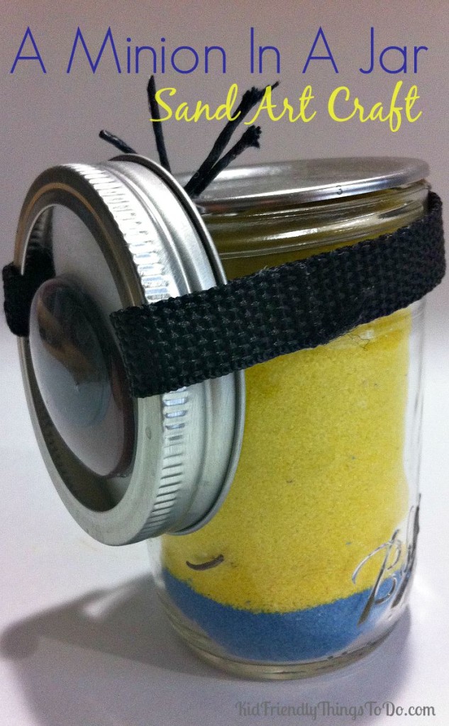 Make a Minion in a Jar with Sand Art! A perfect craft for a kid's Minion Birthday Party!