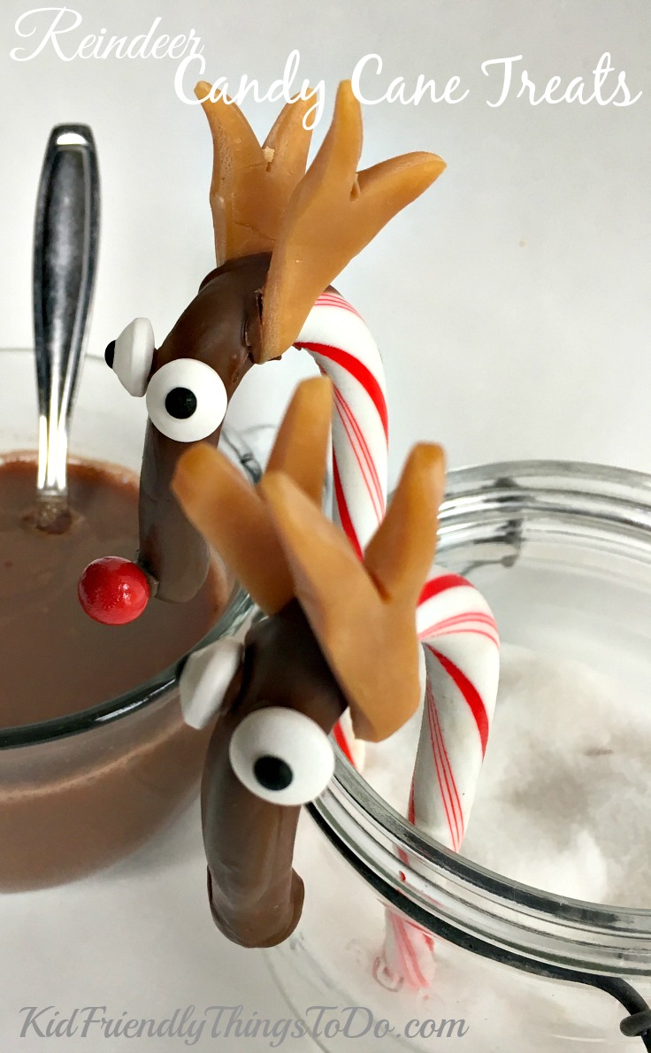 Candy Cane Reindeer Treats for Christmas fun with the kids or hot cocoa! - KidFriendlyThingsToDo.com