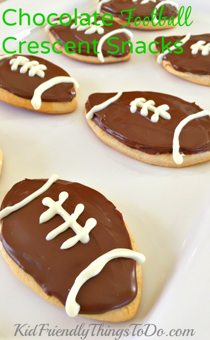 Chocolate Football Crescent Snacks - a fun football party food! - KidFriendlyThingsToDo.com