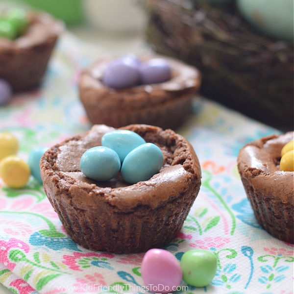 Bird nest brownie treat for spring