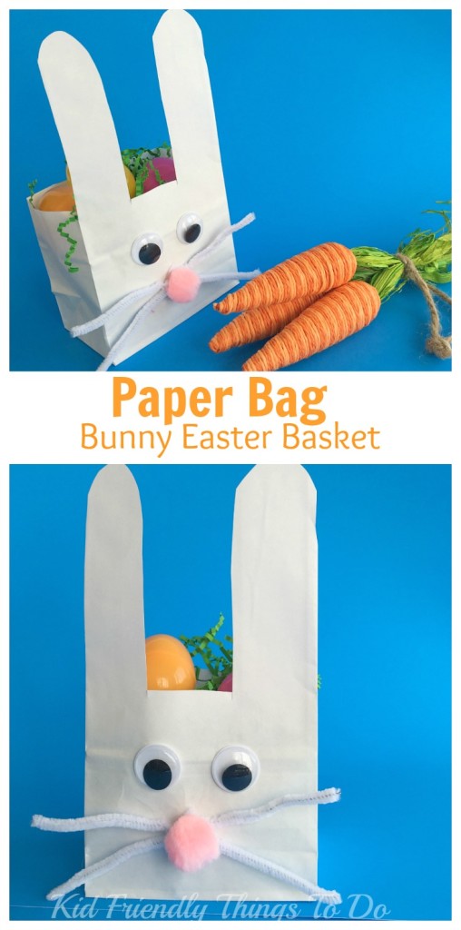 Easy to make Paper Bag Bunny Easter Basket Craft for Kids - KidFriendlyThingsToDo.com