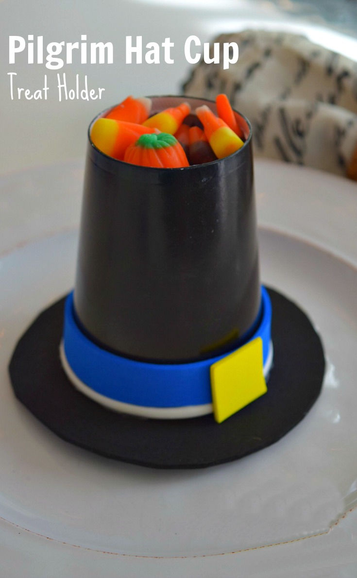 Pilgrim Hat Cup Treat Holder Craft for Thanksgiving