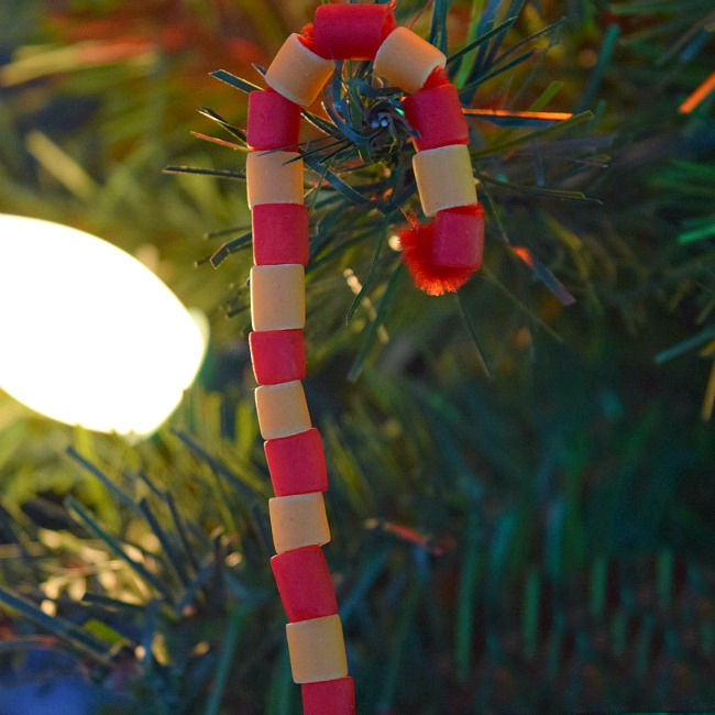 Pasta Candy Cane Ornament Craft