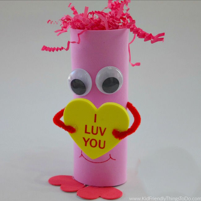 Valentine's paper roll craft for kids