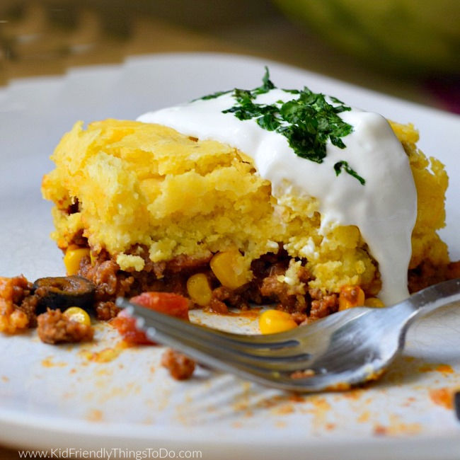 cornbread and beef Mexican casserole