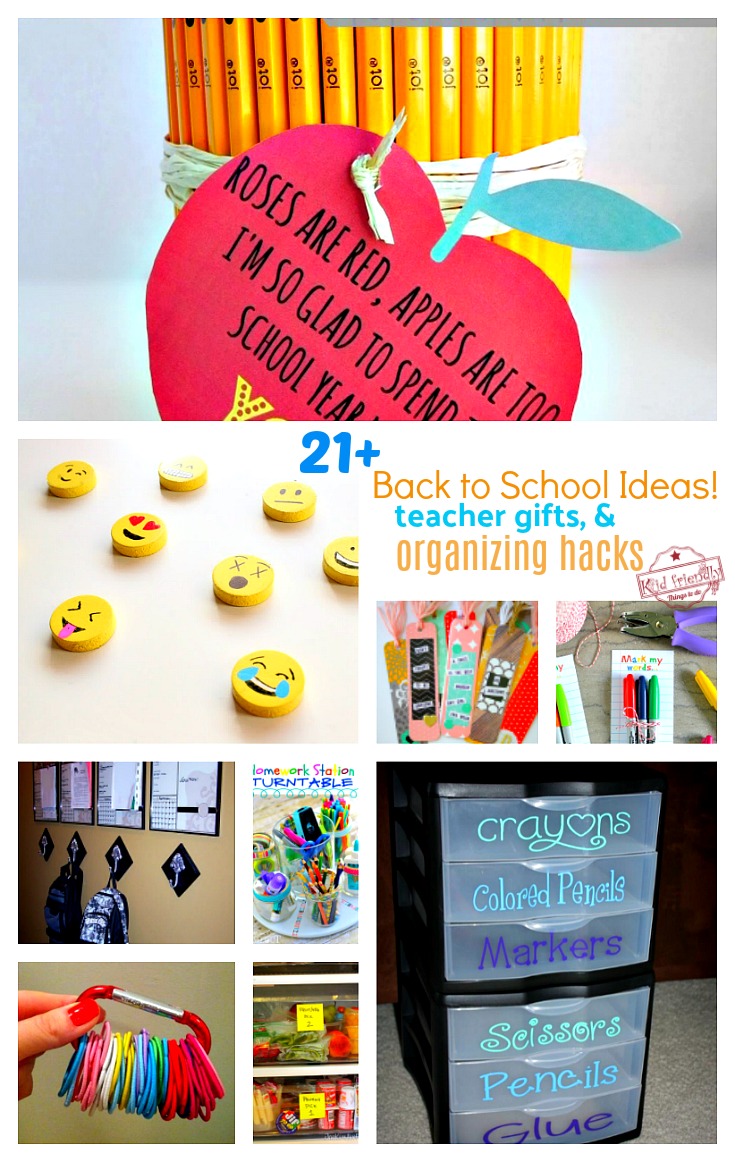 Over 21 DIY Back To School Teacher Gift, Organizing and Homework Ideas - It's all about getting ready for "Back To School"! www.kidfriendlythingstodo.com