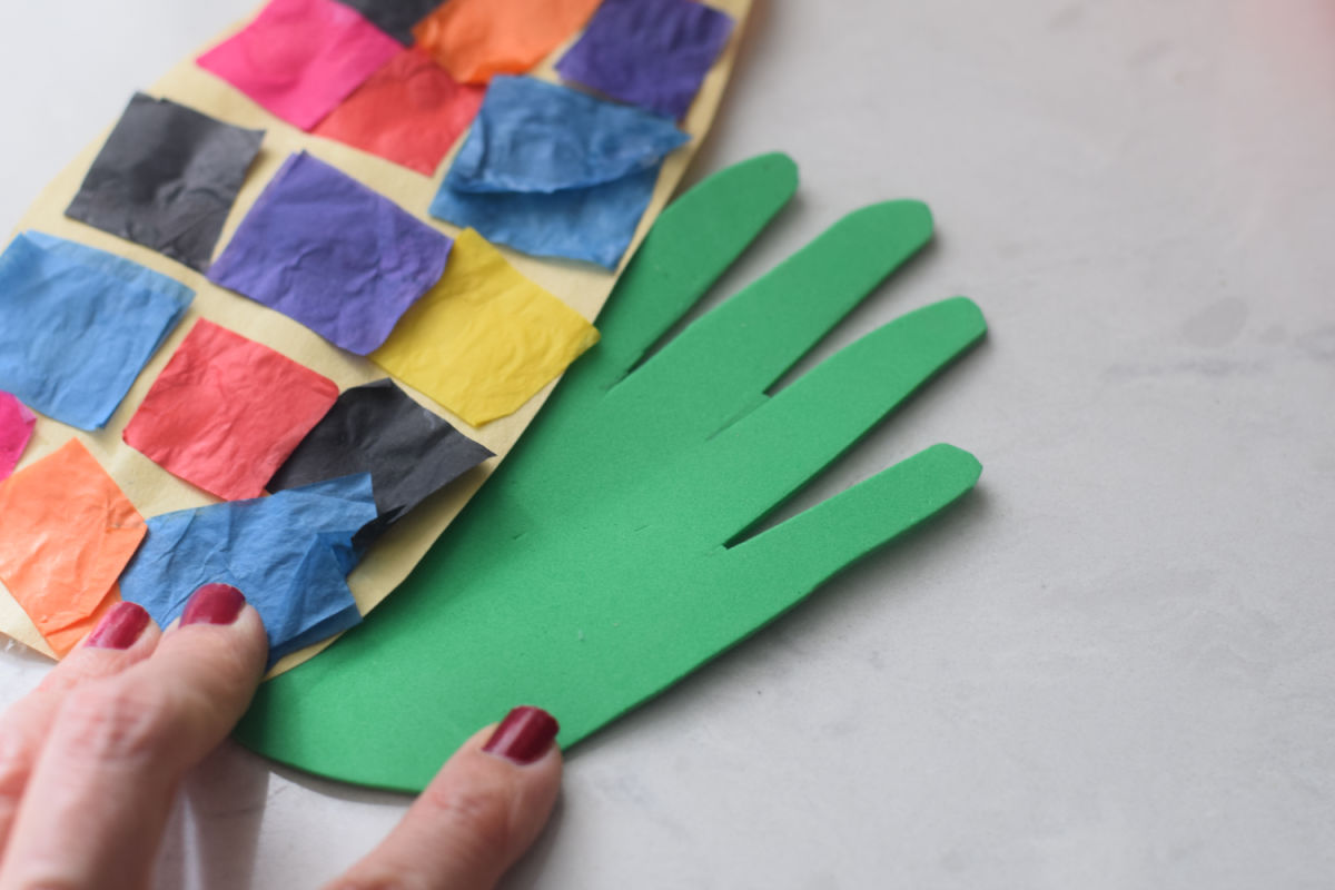 making Indian corn handprint craft for fall