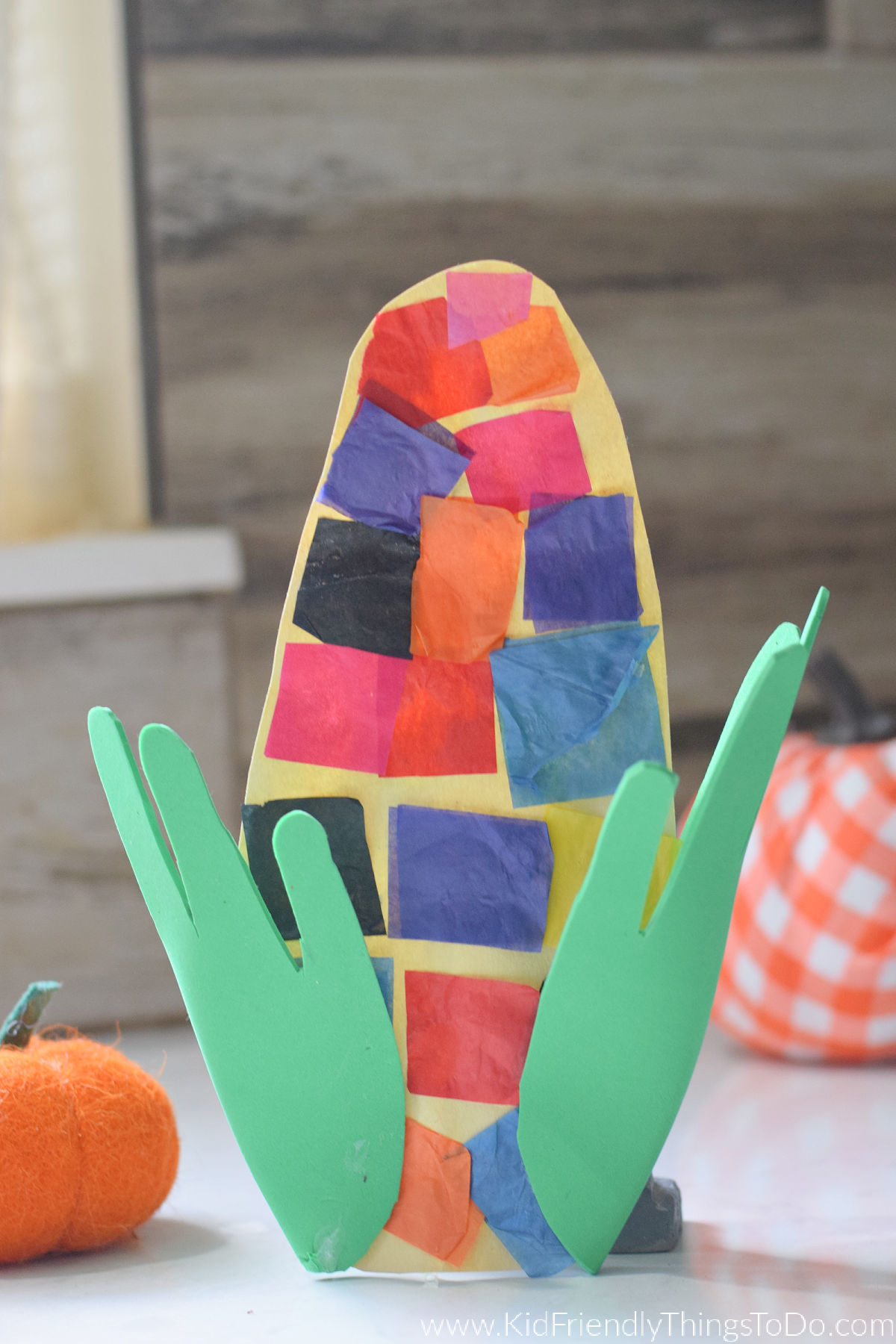 Indian corn handprint craft for fall