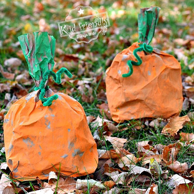 Easy and Fun Paper Bag Pumpkin Craft for Kids to Make - DIY Perfect for preschool or elementary school fall and Halloween crafts - www.kidfriendlythingstodo.com