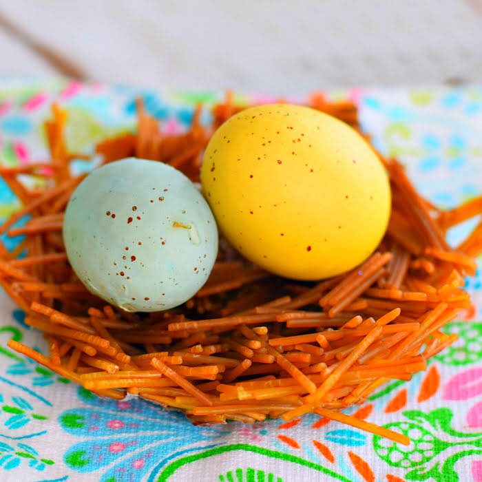 spaghetti noodle bird nest craft