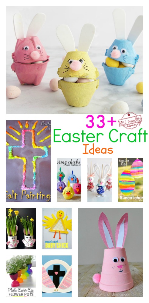 Over 33 Easter Craft Ideas for Kids to Make - These ideas are perfect for school, spring or Easter parties, preschool, Sunday School, or at home DIY crafts! Bunnies, Chicks, Eggs, and Religious. www.kidfriendlythingstodo.com