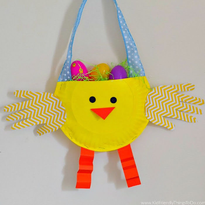 paper plate Easter basket chick