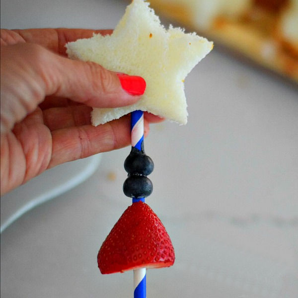 Angel Food Cake and Fruit Sparklers Patriotic Treat