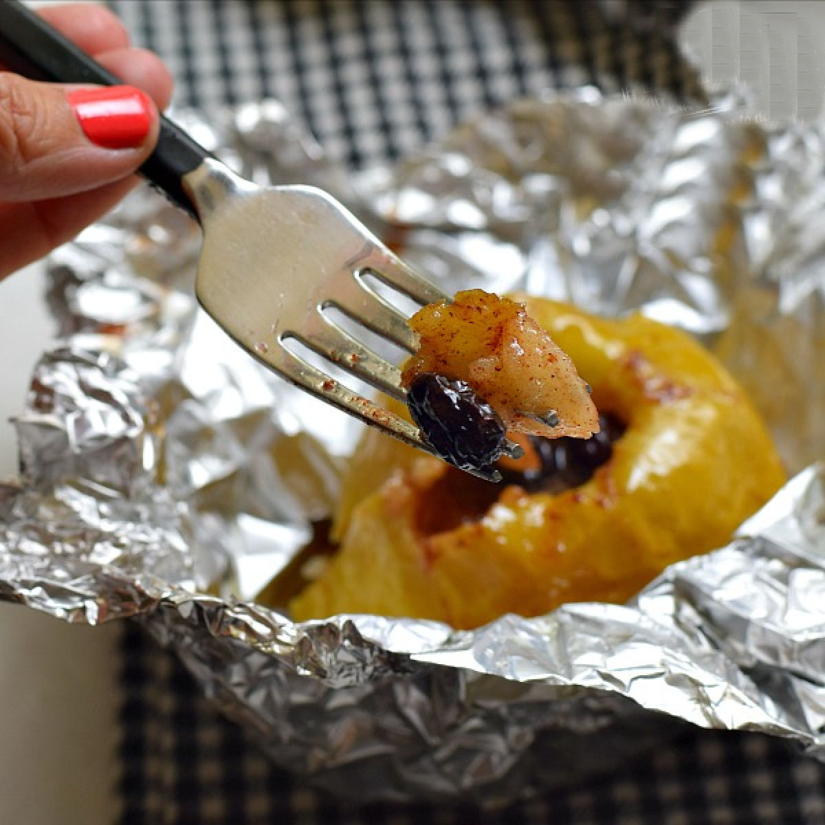 baked apples in a foil pack