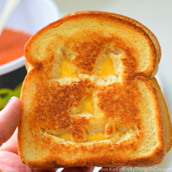 jack-o-lantern Halloween grilled cheese