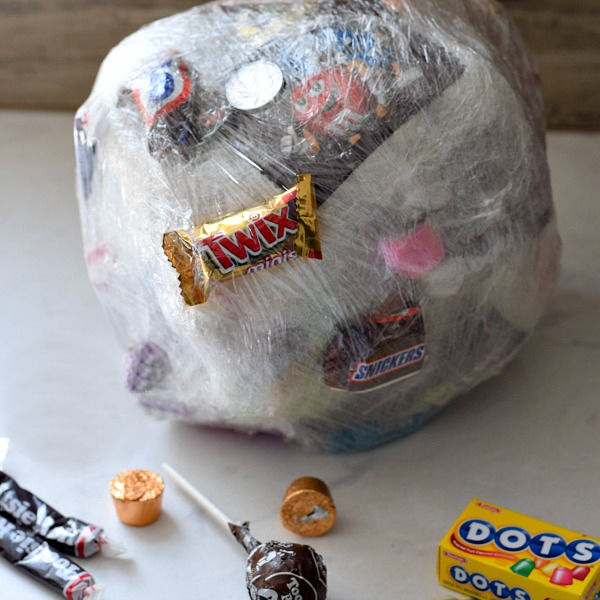 saran wrap candy ball game