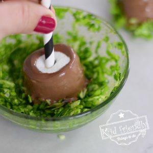 Making Football Marshmallow Pops