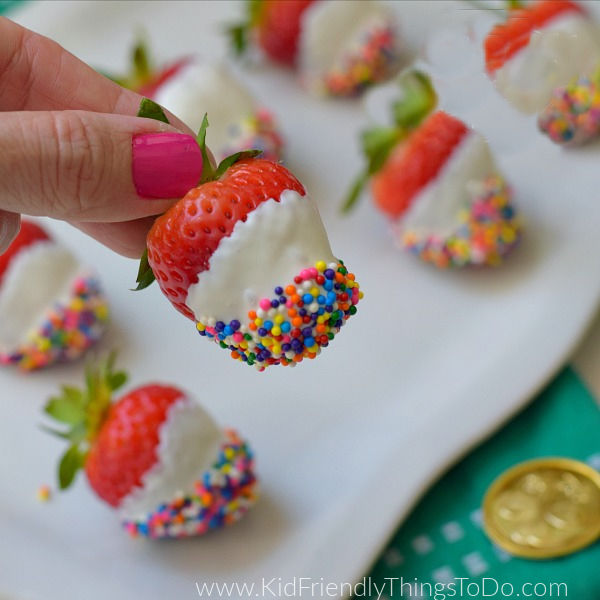 rainbow chocolate covered strawberries