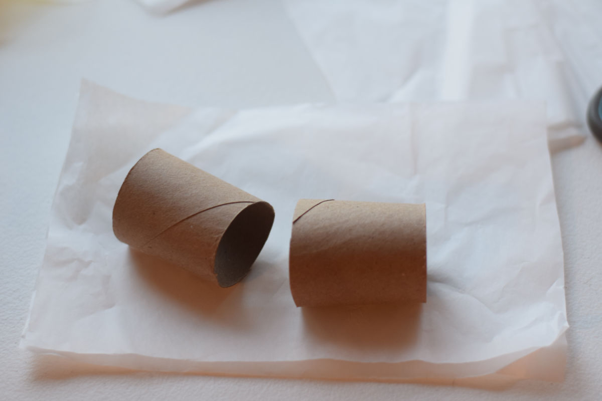 toilet paper tube on tissue paper 